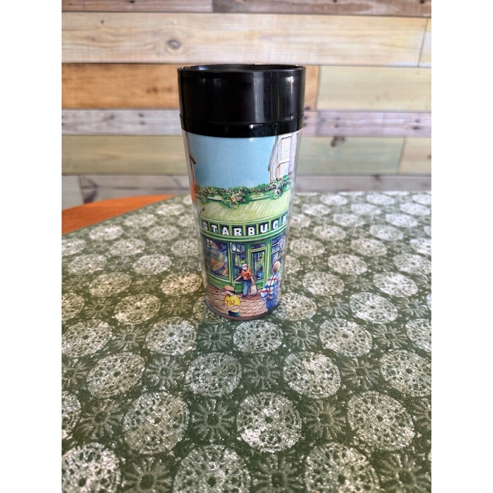 Vintage Starbucks Coffee Pike Place Thermo Serv Travel Tumbler 16 oz Plastic